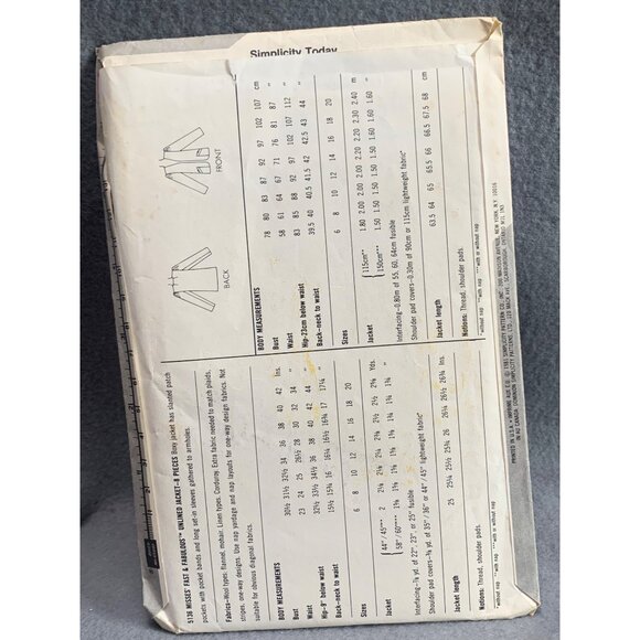 Simplicity 5136 Fast & Fabulous Misses' Blazer Sewing Pattern Size 14 - uncut - Picture 2 of 2